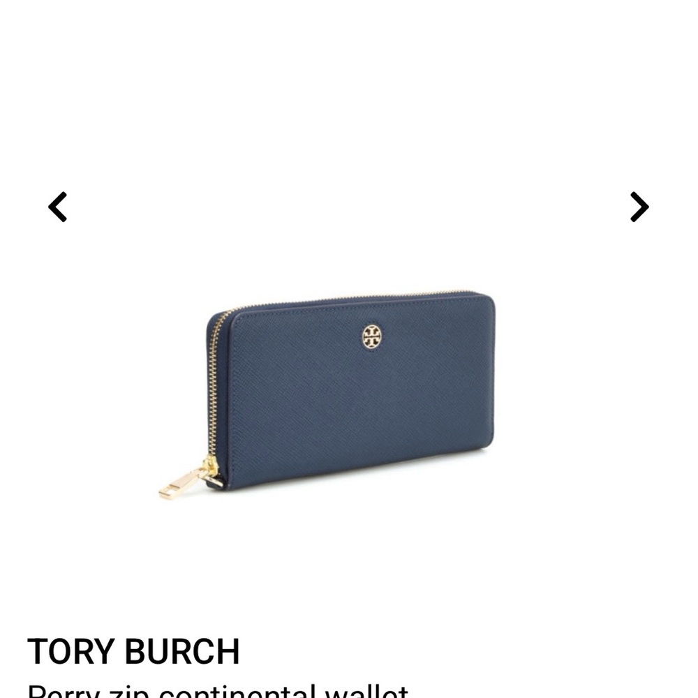 Tory Burch Perry Zip Around Continental Wallet In Navy Blue